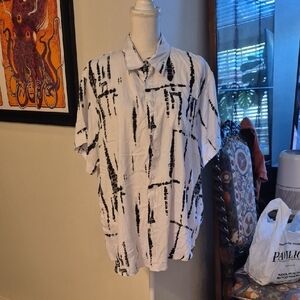 Blanc Du Nil White & Black Short Sleeve Button Up Shirt